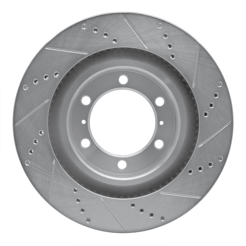 Lexus GX460 Brake Rotor (1) - Front Left - R1 Concepts - Drilled & Slotted - Silver - `10-`24